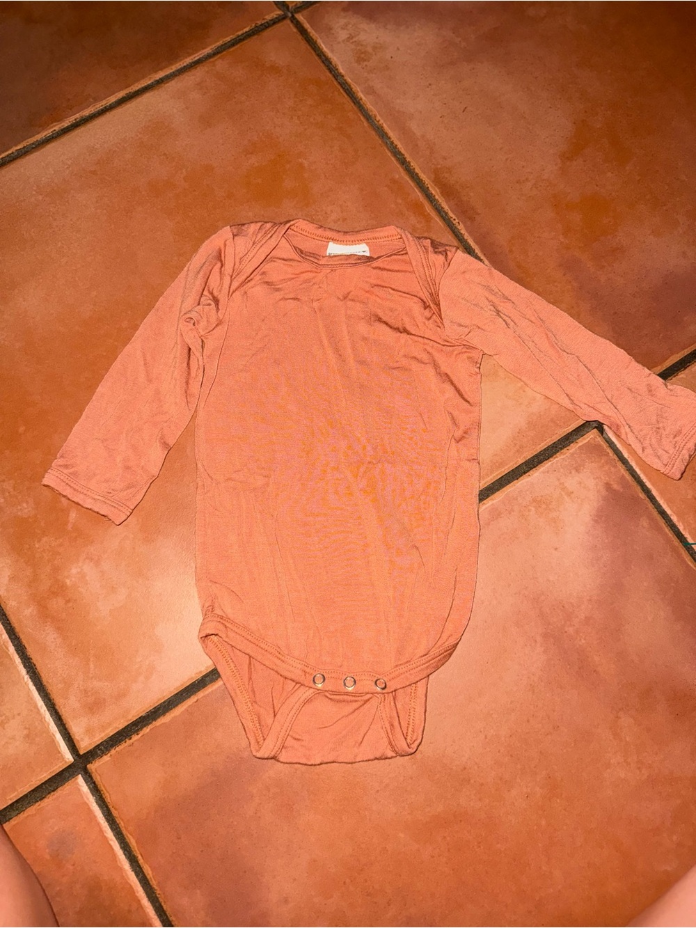 Long Sleeve Baby One-Piece‎ Bodysuit in Peach